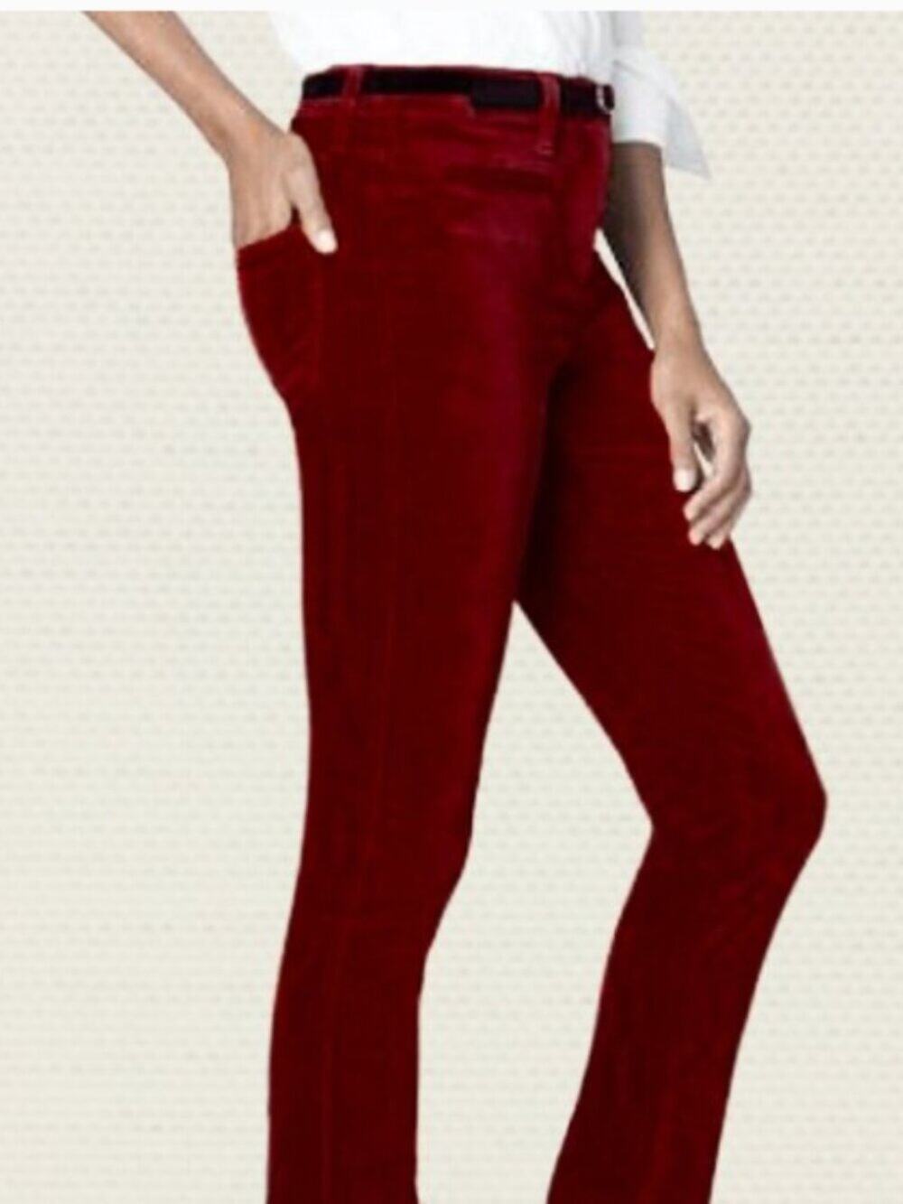 Lands' End Garnet Velvet Mid- Rise Relaxed Fit Slim Leg Pants Plus Size 18 NWOT